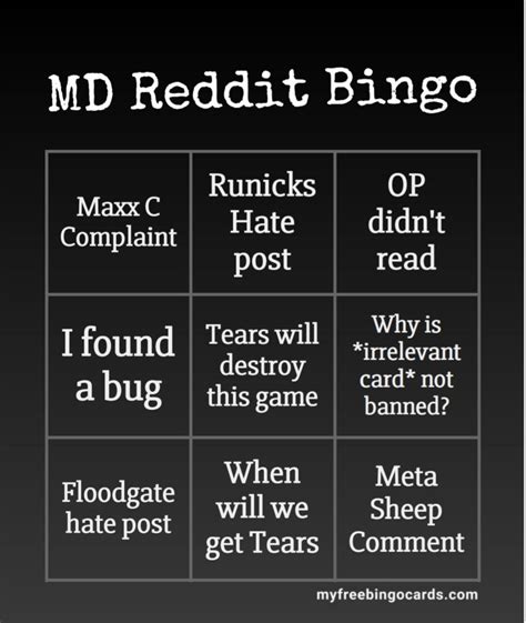 I Made A Bingo Card For This Sub Rmasterduel