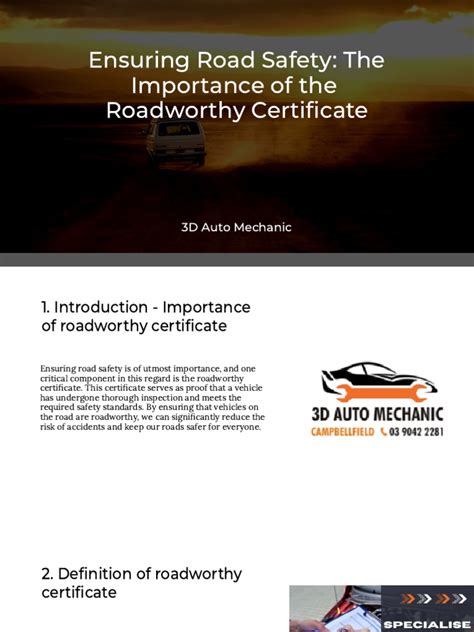 Get Your Roadworthy Certificate From A Genuine Mechanic | PDF | Safety ...