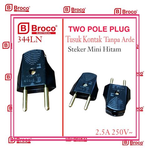 Jual BROCO 344LN TWO POLE PLUG BROCO 344LN TUSUK KONTAK TANPA ARDE