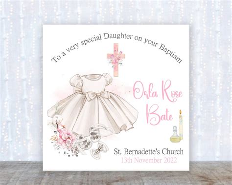 Baptism Card Baby Girl Baptism Card Girl Christening Card Personalised Christening Card Daughter ...