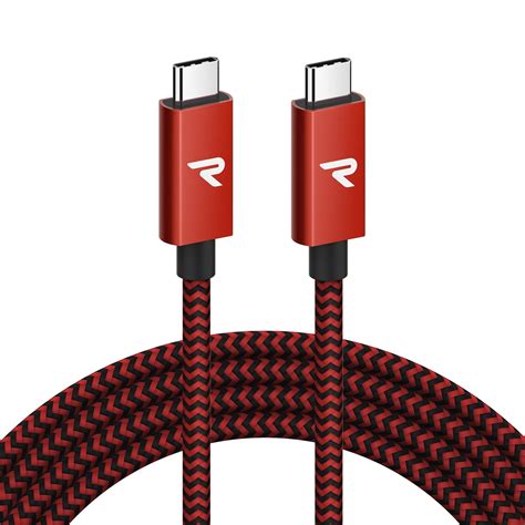 RAMPOW 6 6ft USB 3 2 Gen 2x2 Braided USB C To USB C Cable Red For