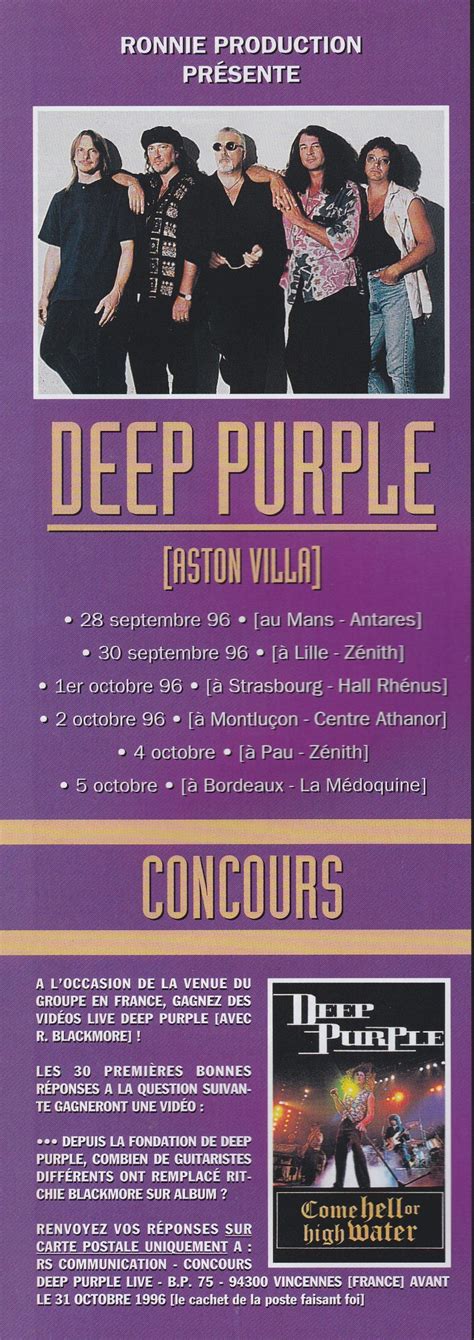 Deep Purple Live At The Olympia 96 Paris 50ans De Legendes Livre