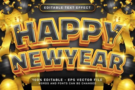 Happy New Year 3d Text Effekt Und Bearbeitbarer Text Effekt Mit