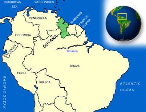 Map of Guyana. Terrain, area and outline maps of Guyana - CountryReports