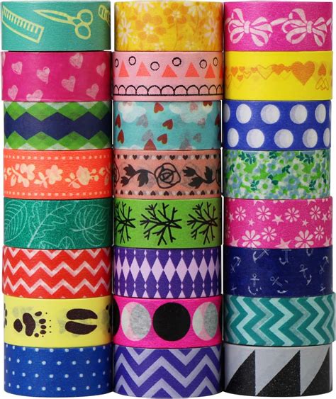 UOOOM 24 Rouleaux Washi Tape Couleurs Vives Ruban Adhésif Papier