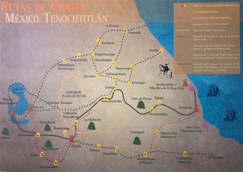 Las rutas que tomó Hernán Cortes para la conquista de Tenochtitlán