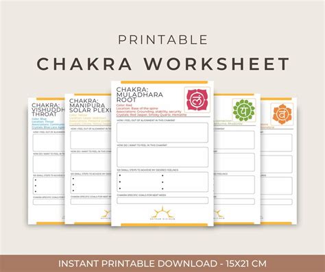 Printable Chakra Worksheets Balancing Practice For Energy Centers By