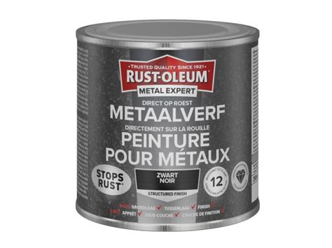 Rust Oleum Metal Expert Metaalverf Structuur 250ml Zwart Hubo