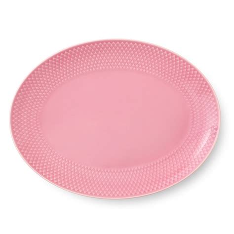 Rhombe Color ovalt serveringsfad rosa fra Lyngby Porcelæn