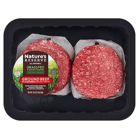 Natures Reserve 85 Lean 15 Fat Ground Beef Burgers 4 Count 16 Oz