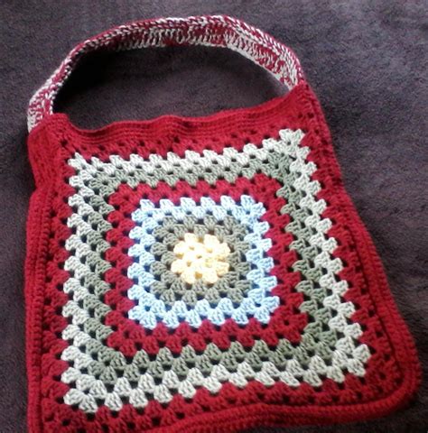 Crocheted Granny Square Tote Bag