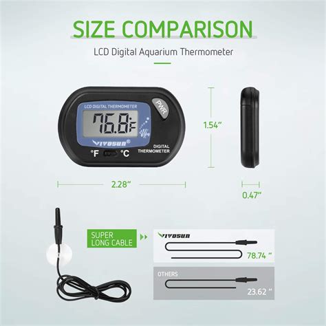 VIVOSUN 4 Pack LCD Digital Aquarium Thermometer With Suction Cup