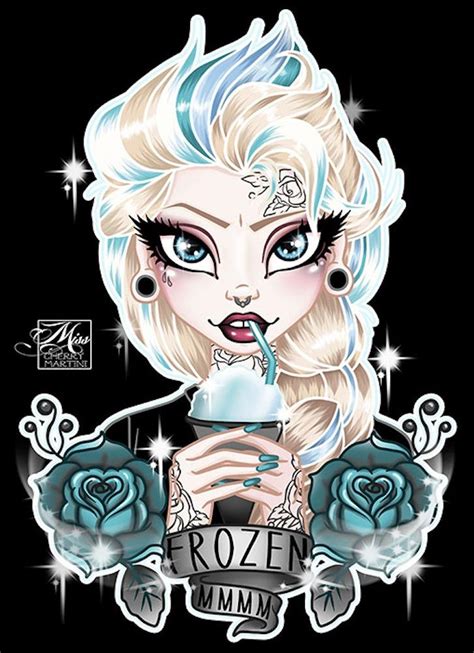 Elsa By Miss Cherry Martini Frozen Punk Edit Tattoo Canvas Art Print