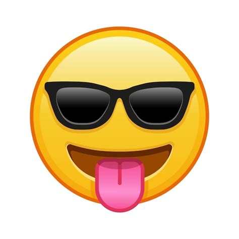 Premium Vector Face With Tongue And Sunglasses Large Size Of Yellow Emoji Smile