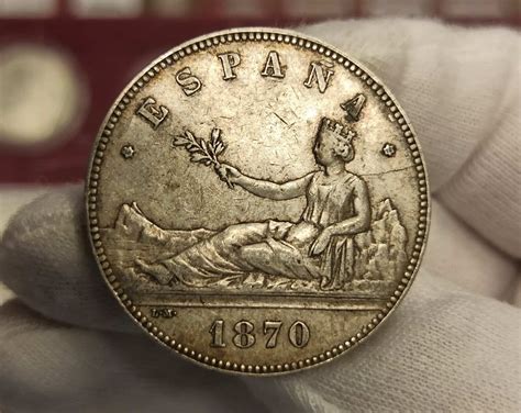 España Duro 5 Pesetas Gobierno Provisional 1870 70 SNM Km 655 Plata