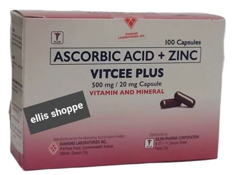 Vitcee Plus 500mg 20mg Ascorbic Acid Zinc Vitamin And Mineral 100 Capsules Note No Sticker