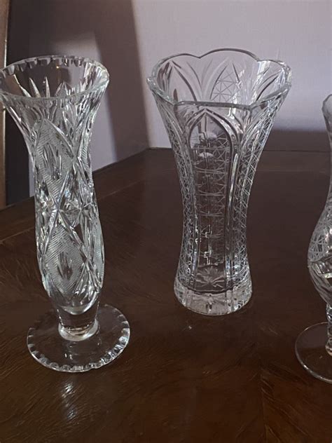 Elegant Lot 3 Vaze Cristal Bohemia Germania Antic Sh