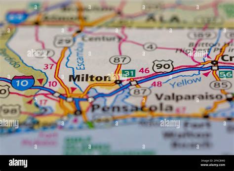Milton Florida USA Shown on a geography map or road map Stock Photo - Alamy
