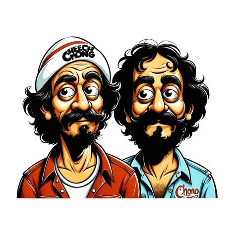 Cheech and Chong Retro Cartoon Illustration on White Background | MUSE AI