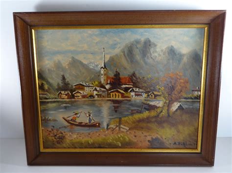 Framed Original Bavarian Landscape Oil Painting German Landscape Oil