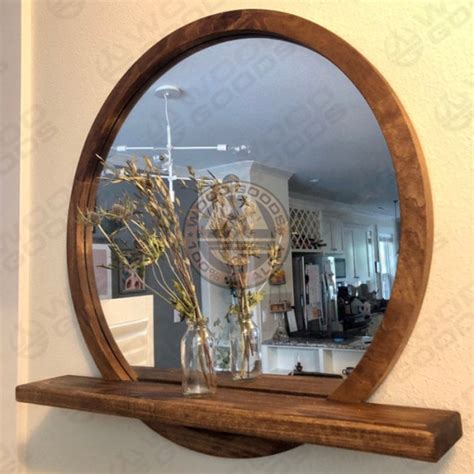 Round Mirror With Shelf Modern Circle Mirror Mirror Wall Decor Round