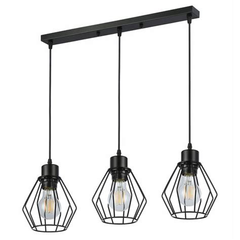 Lampa wisząca 3xE27 Otis listwa 50cm czarna LEDstyl pl