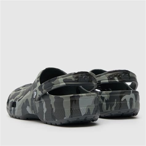 Mens Grey Crocs Classic Camo Clog Sandals Schuh