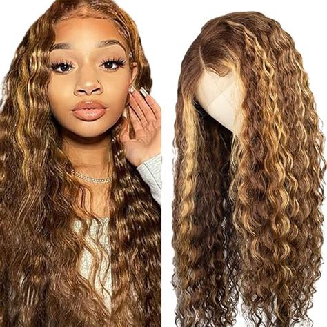 Amazon Inch Honey Blonde Lace Front Wig Human Hair Highlight