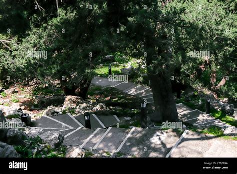 White Painted Stone Stairs Leading Up To The Monastery Church Of The