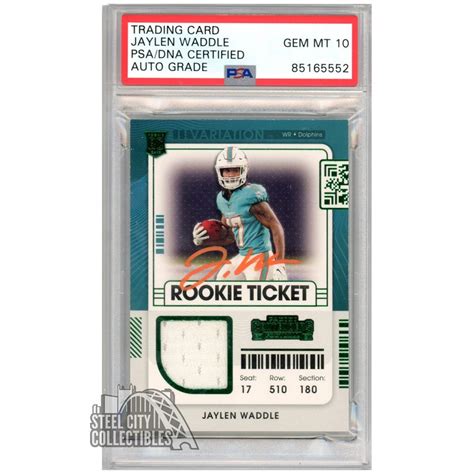 Jaylen Waddle 2021 Panini Contenders Rookie Ticket Green Jersey