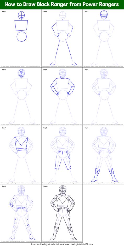 How To Draw Black Ranger From Power Rangers Power Rangers Step By