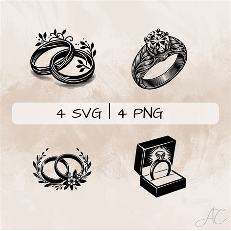 Wedding Ring Svg Bundle Engagement Ring Png Ring Clipart Etsy