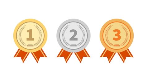 Premium Vector Three Medals With Red Ribbons