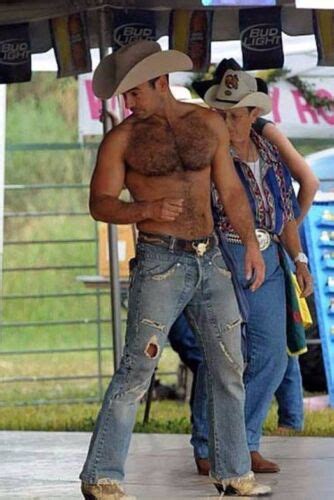 Shirtless Male Muscular Hairy Chest Cowboy Line Dancer Hunk Guy PHOTO