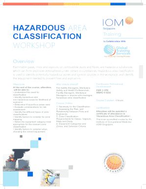 Fillable Online Iom World Hazardous Area Classification Workshop Iom