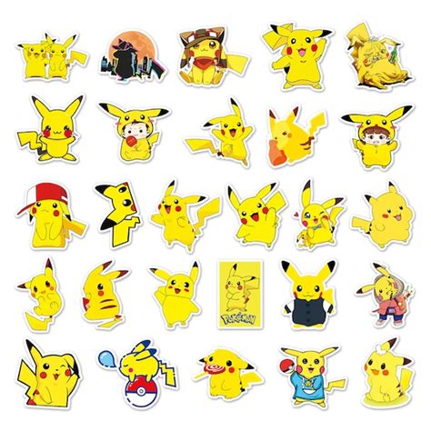 50 Pack Pokemon Pikachu Sticker Set Pokemon Lover T Etsy