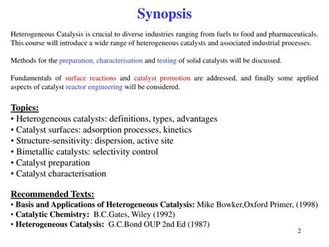 PPT - Heterogeneous Catalysis 6 lectures PowerPoint Presentation, free ...