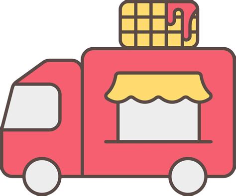 Flat Style Chocolate Food Truck Icon In Red And Yellow Color