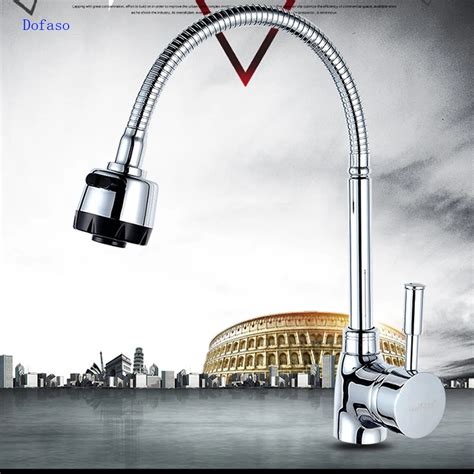 Dofaso Rotate Taps All Copper Cold And Hot Mixer Water Kitchen Faucets Double Holes Flexible