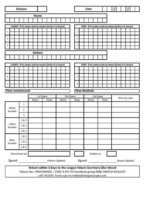 Badminton Games Rules And Scoring Sheet