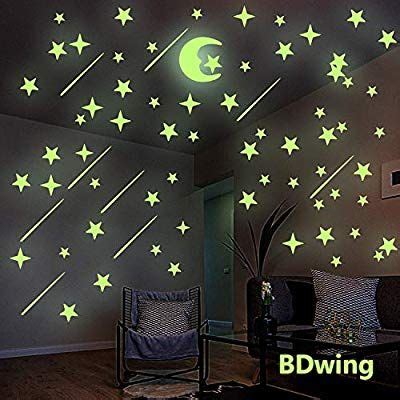 Luminoso Pegatinas De Pared Estrellas Y Luna DIY Fluorescente