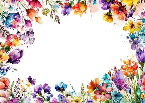 Colorful Flowers Frame For Card Design 22636237 PNG