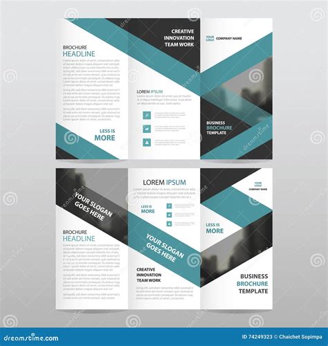 Blue Black Triangle Business Trifold Leaflet Brochure Flyer Report