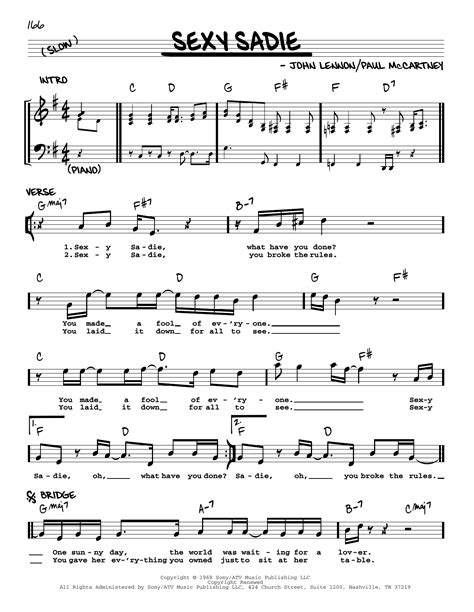 Sexy Sadie Jazz Version By The Beatles Sheet Music For Real Book Melody Lyrics And Chords At