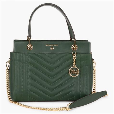 Michael Kors Green Quilted Leather Susan Medium Satchel Bag Michael Kors The Luxury Closet