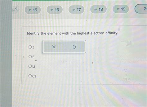 Solved Identify the element with the highest electron | Chegg.com