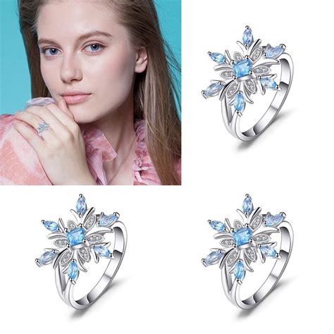 Zaijie Fashion Snowflake Rings Jewelry Accessories Engagement Rings