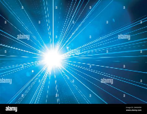 Blue Light Shining From Darkness With Realistic Lens Flare Vector