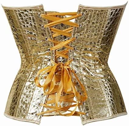 Josamogre Leder Korsett Corset Top Damen Kunstleder Corsage Gothic