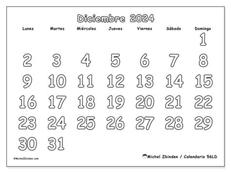 Calendario Diciembre 2024 Colorear LD Michel Zbinden CR